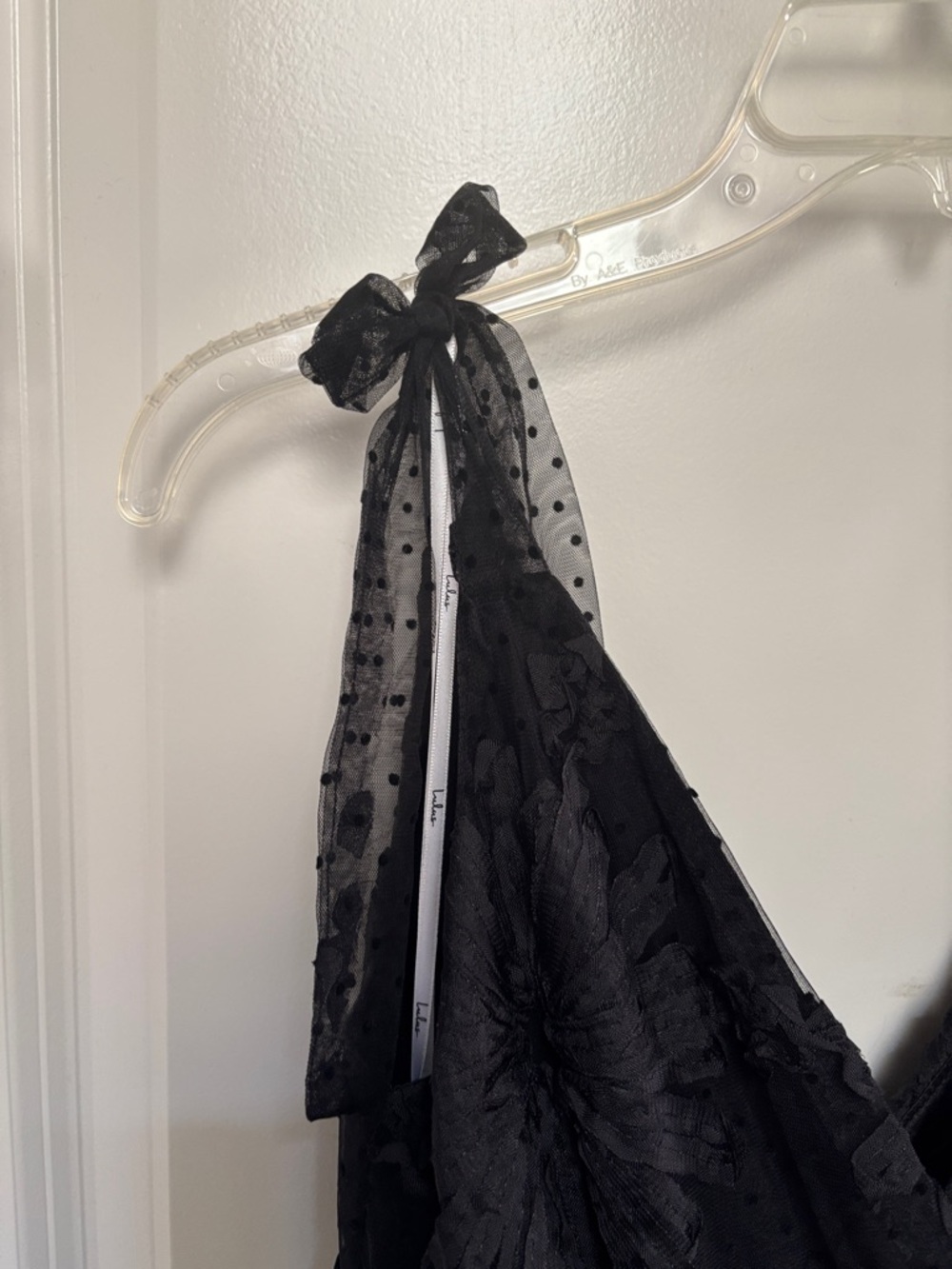 NWT Lulu’s Black Floral Lace Tie-Shoulder Midi Dress - Picture 2 of 5